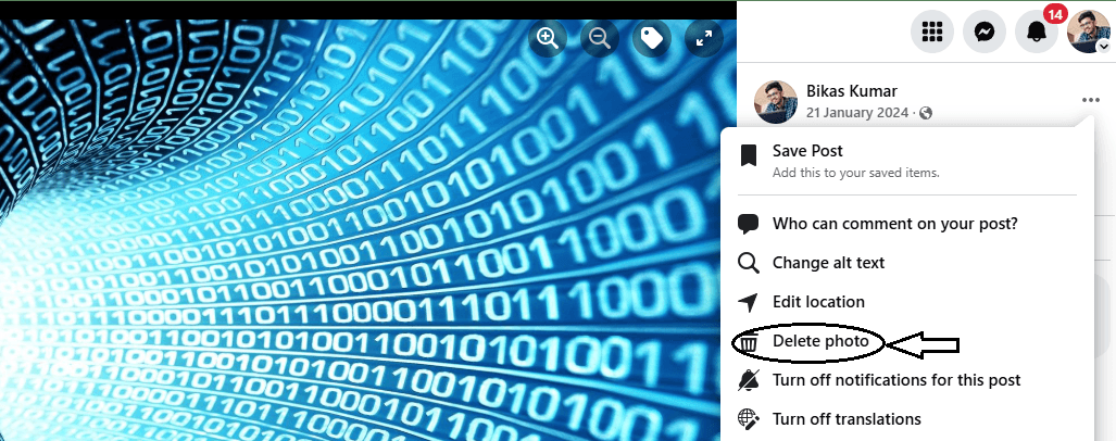 facebook photo delete