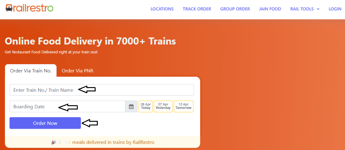 railrastro online food order