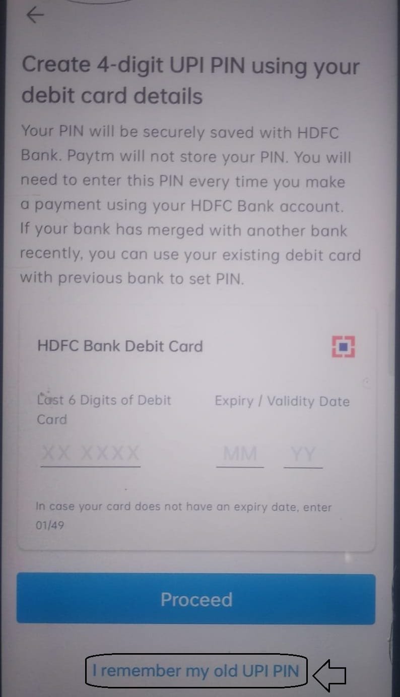 Paytm ka UPI PIN reset 