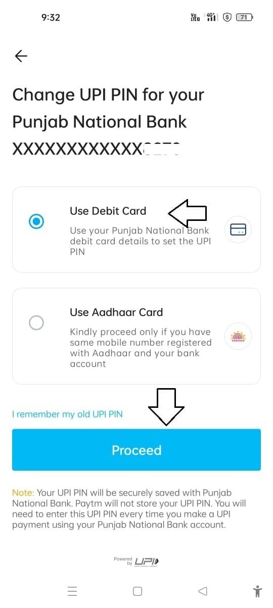 Paytm se UPI PIN reset