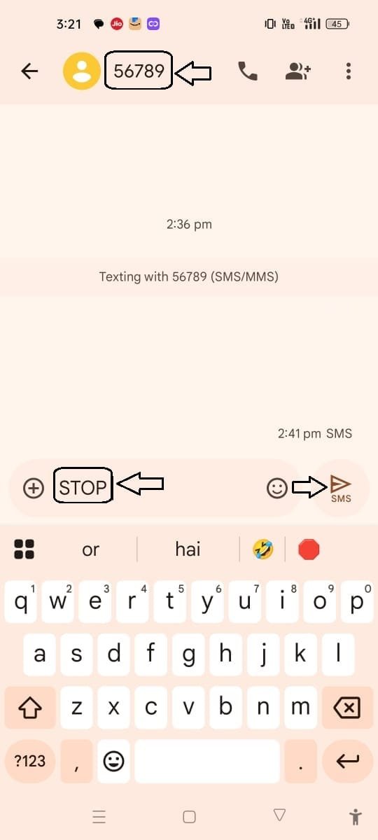 sms se tone deactivate kare