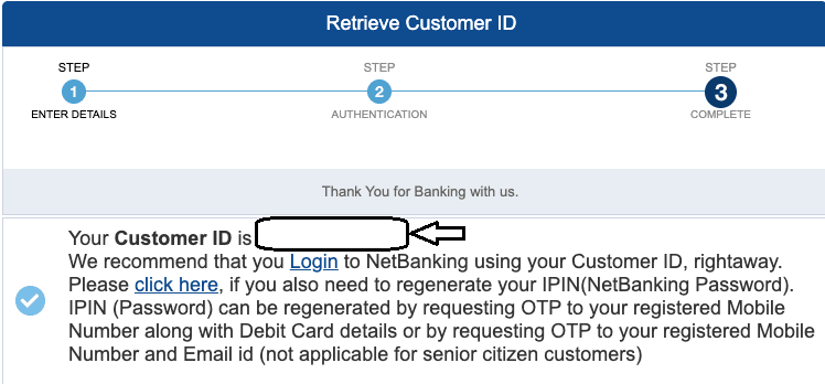 forgot customer id hdfc 