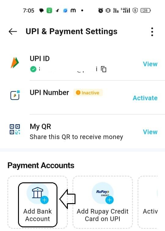 UPI Add Bank