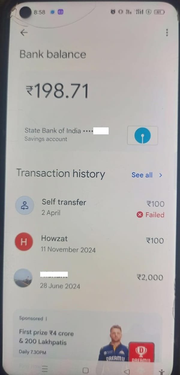 Google Pay balance Check