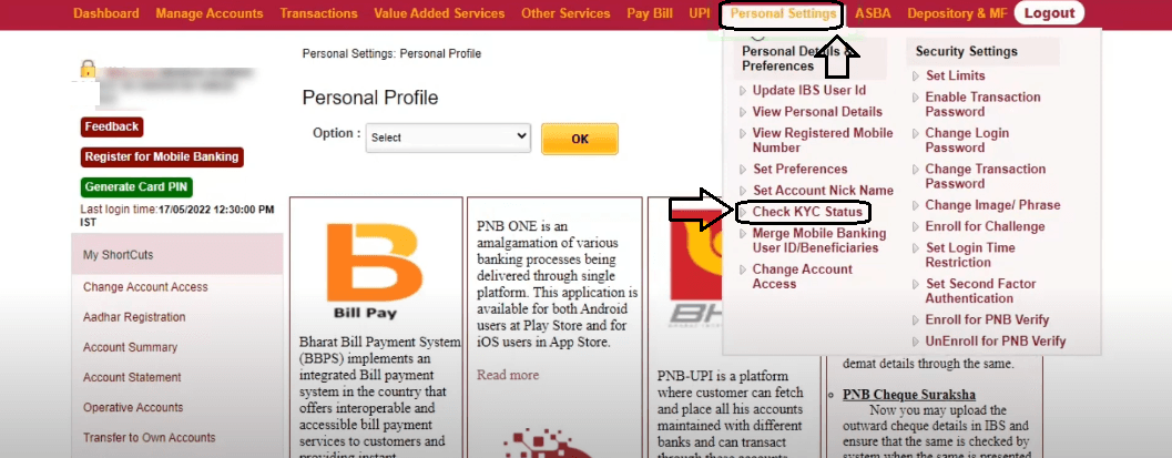 PNB internet banking