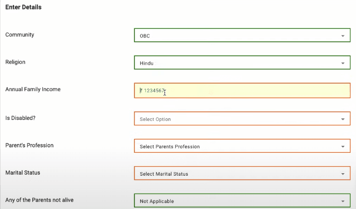 Central Sector Scholarship application form