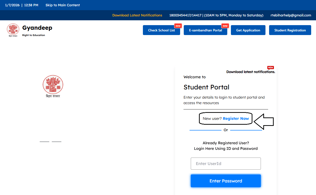 Gyandeep Portal Registration